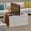 Table basse 31,5 "Farmhouse, table centrale carrée en bois avec plateau relevable articulé