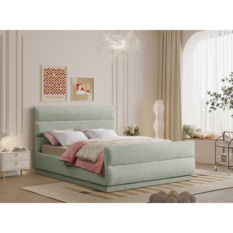 Lit tapissier standard capitonné Paxton, Queen, Mint Chenille Fabric