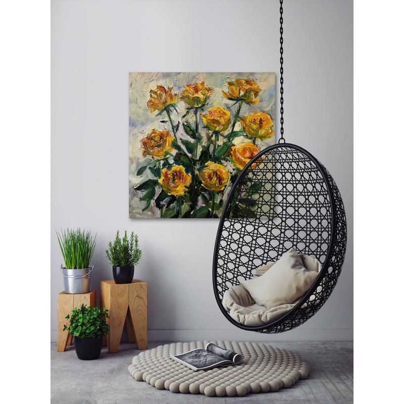 Summertime Roses - Wrapped Canvas Painting, 30cm H x 30cm W x 3.81cm D