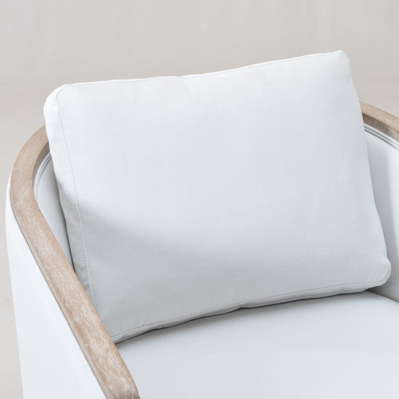 Holl 30" Wide Performance Linen Blend Fabric Upholstered Swivel Barrel Chair, No Assembly Required, Ivory Linen