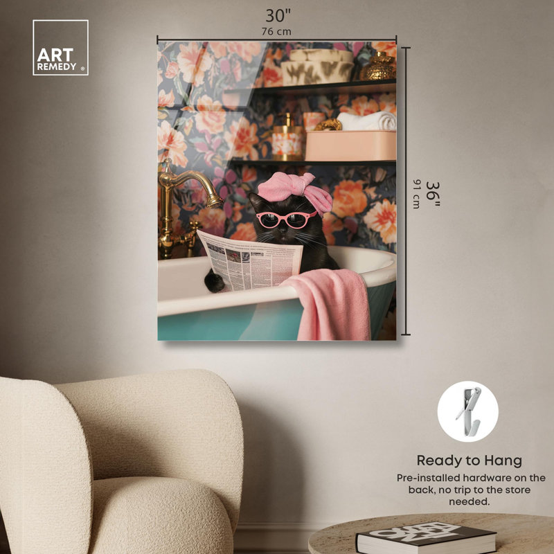 «Spa Day for Mittens», reproduction d'art sur toile par Art Remedy, H 36 po x l 30 po