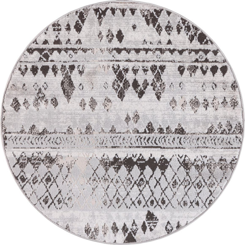 Geometric Indoor Rug, Round 3'3"