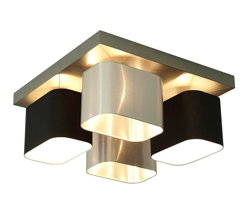 Gonzalez Semi Flush Mount, Silver, Black/Silver