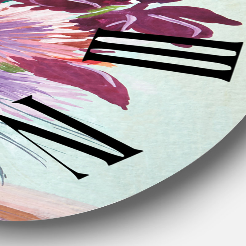 Nature morte avec des asters sur des fleurs blanches dans un vase - Horloge murale traditionnelle, Surdimensionné