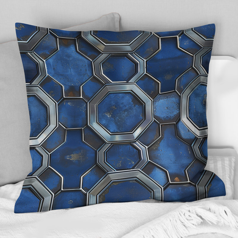 Coussin bleu argenté Midcentury Midcentury, H 18 po x l 18 po