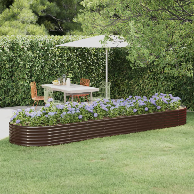 Garden Raised Bed Powder-coated Steel, brown, 36cm H x 396cm W x 100cm D