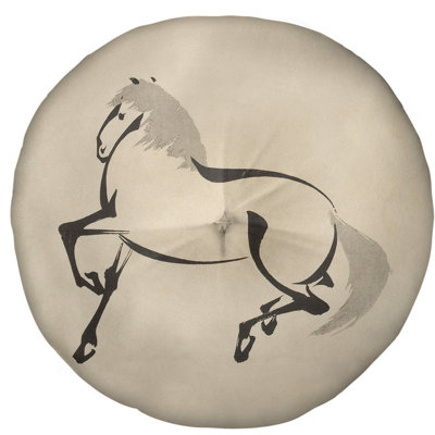 Keito Sato Japanese Watercolor Horse Floor Pillow