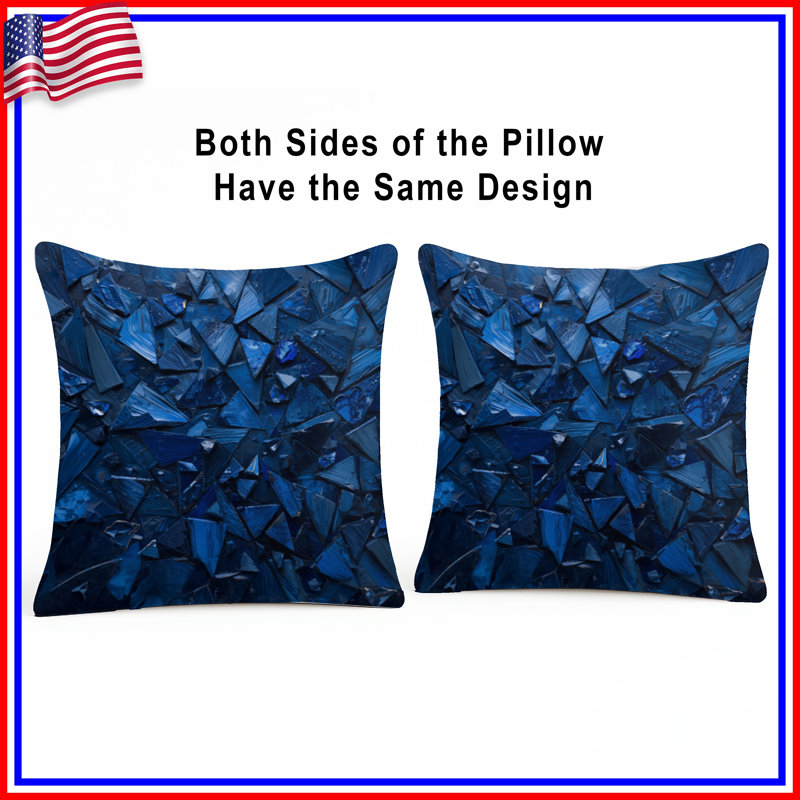 Coussins décoratifs bleus à formes triangulaires, 18 po x 18 po