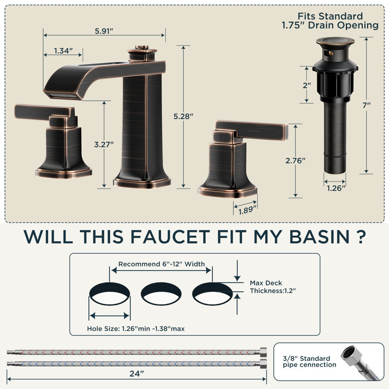 Widespread Faucet 2-handle Bathroom Faucet With Drain Assembly, Oil Rubbed Bronze