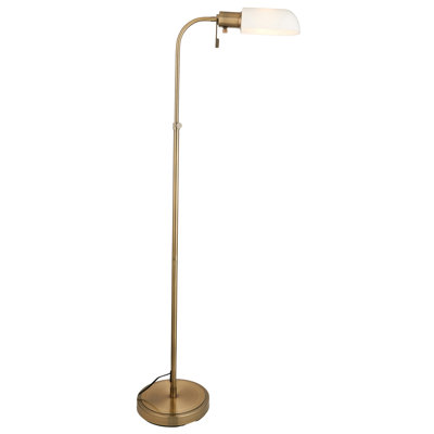 Pharmacy Reader Floor Lamp finished in Ant. Brass and Opal