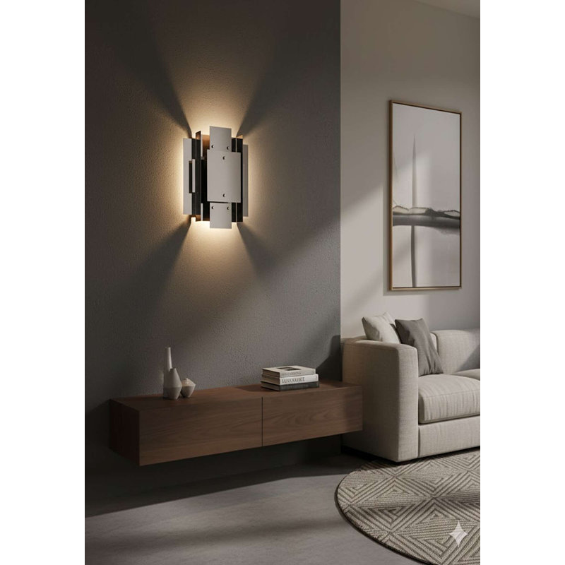 Applique murale géométrique en nickel à 3 lumières Elenora, Nickel brillant