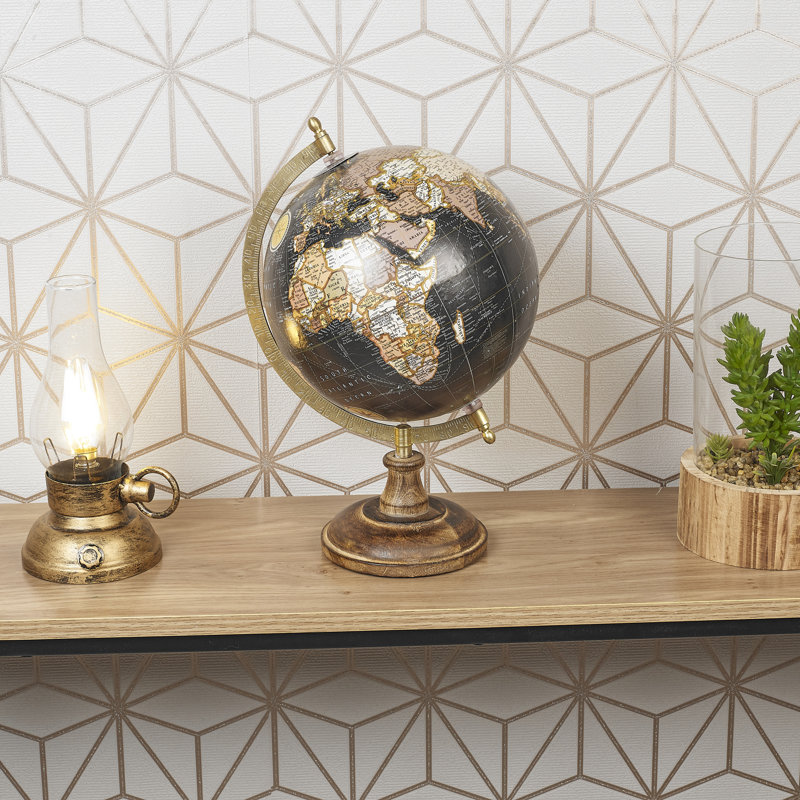 Wood Tabletop Globe, 37cm H x 20cm W x 20cm D