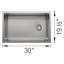 Inteos SILGRANIT 30" Single Bowl Reversible Undermount Workstation Kitchen Sink - White