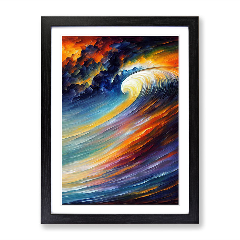 Ocean Wave Abstract No.3 - Single Picture Frame Print, 34cm H x 25cm W x 2cm D, Black