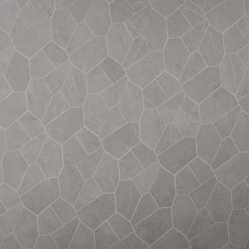 Era Organic Pattern Limestone Look Matte Porcelain Mosaic Tile, Silver Gray