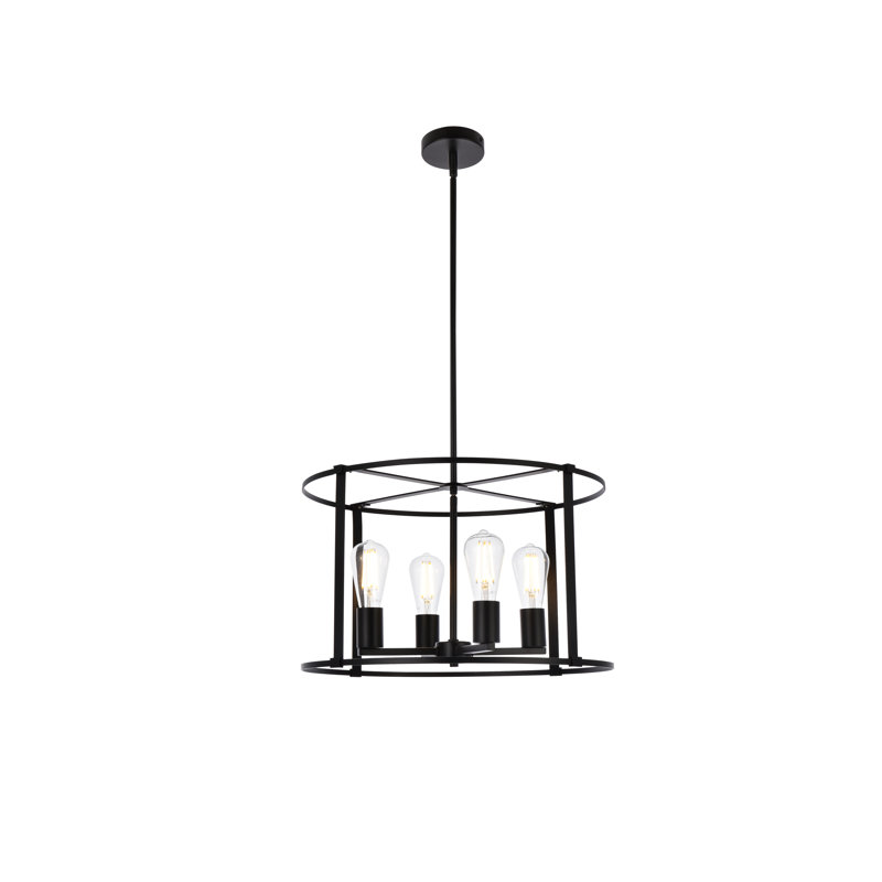 Carter-Johnson Geometric Drum Pendant, Brass, 12" H x 20" W x 20" D, 4 Lights