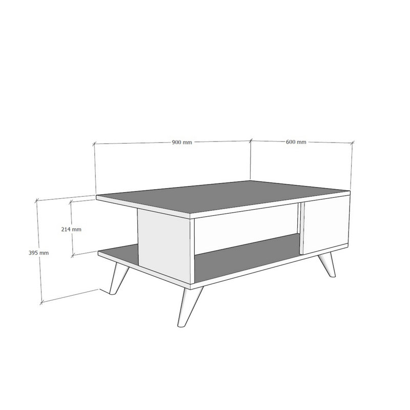 Modern 2-Tier Coffee Table, Walnut & Black, 35.4 x 15.6 x 23.4 inches | 100% Melamine Coated Particle Board, Thickness: 0.7 inches | Additional Storage for Living Room, Stylish & Functional Design