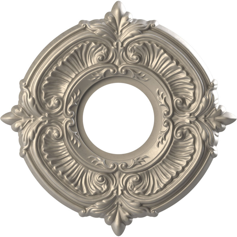 Attica Thermoformed PVC Ceiling Medallion, Metallic Silver Metallic, 22" H x 22" W x 1" D