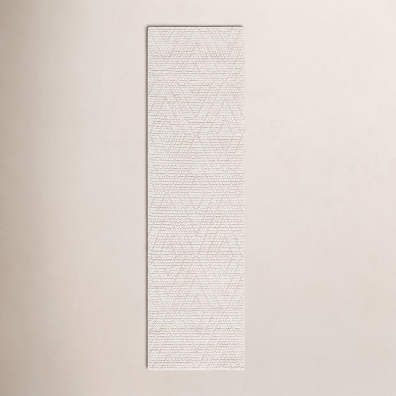 Tapis ivoire fait à la main Elle, Tapis de couloir 2 pi 3 po x 8 pi