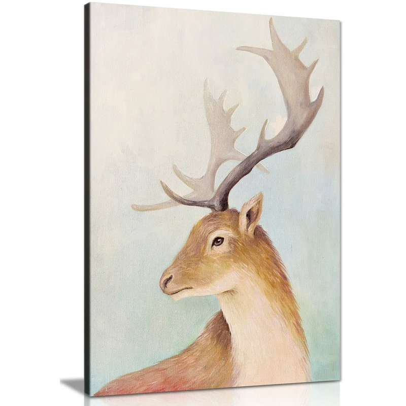 Deer Portrait Animal Wildlife For Home - Wrapped Canvas Print, 20cm H x 31cm W