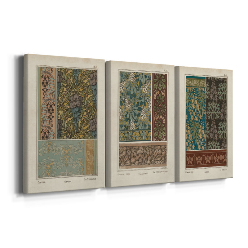Nouveau décoratif IV - Toile tendue avec châssis sur mesure - 3 pièces, H 36 po x l 72 po