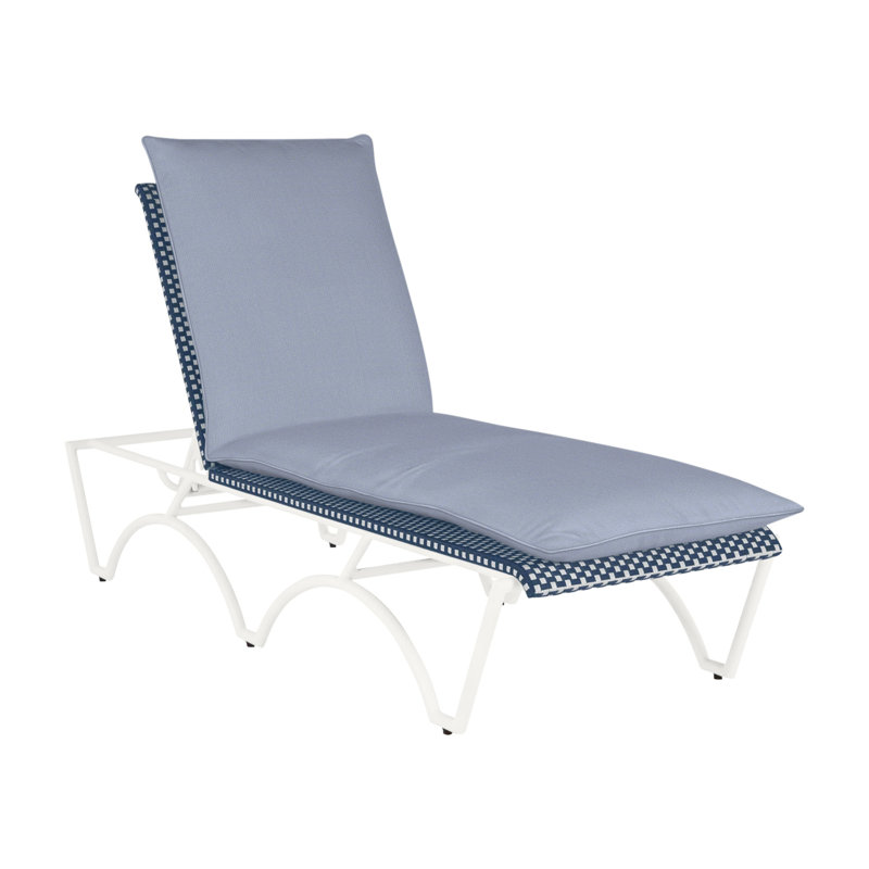 Chaise longue d'extérieur Savoy N-Dura, Trépointe, Craie / blanc / bleu marine, Fossile de Vérone