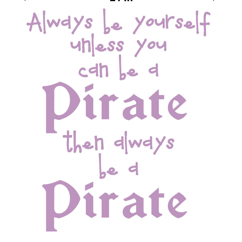 Décalcomanie murale toujours en pirate, H 38 po x l 31 po x P 0,01 po, Lilas