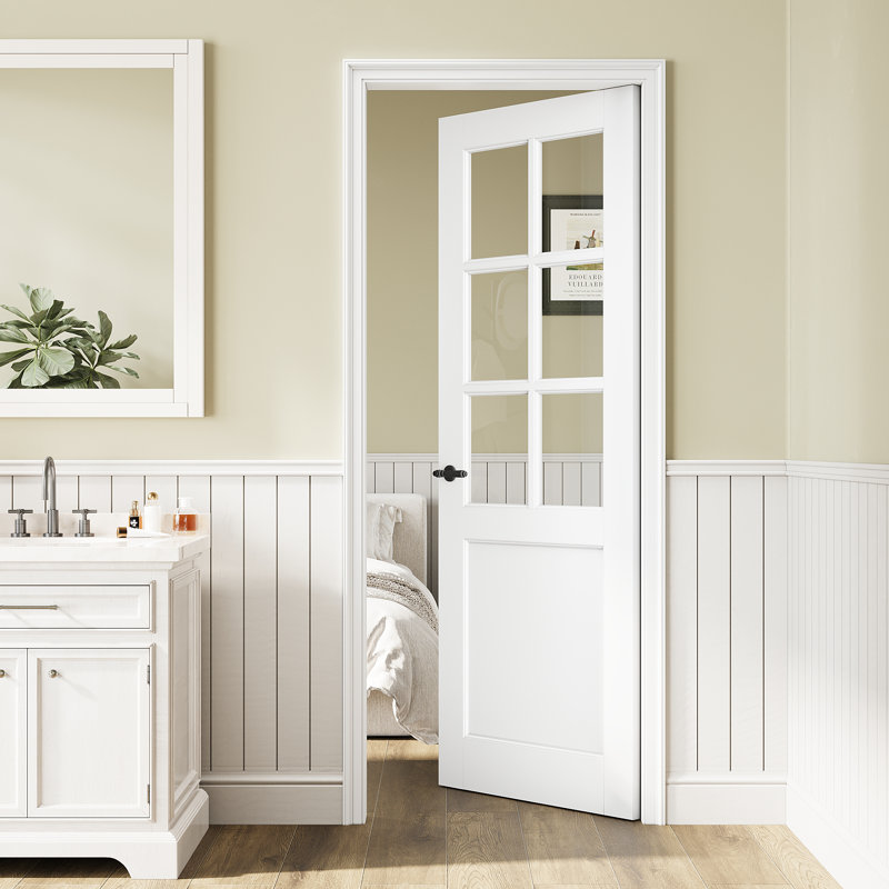Porte standard standard 30 "x80" en verre manufacturé 6-Lite, 30 po x 80 po
