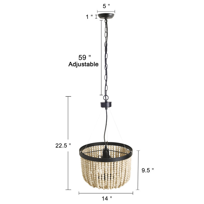 Luminaire de lustre perlé en bois blanc Bohème Accent Lighting Boho Beachy Kitchen Plafonniers