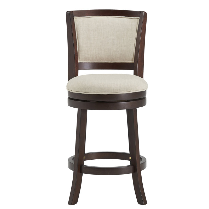 Ametra Swivel Counter & Bar Stool, Counter Stool (24.37" Seat Height), Beige, Cherry