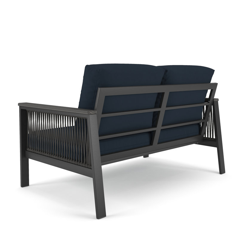 Townsend 55'' Wide Outdoor Loveseat with Sunbrella® Cushions, Canvas Navy Sunbrella® Canvas, Gray/Gray