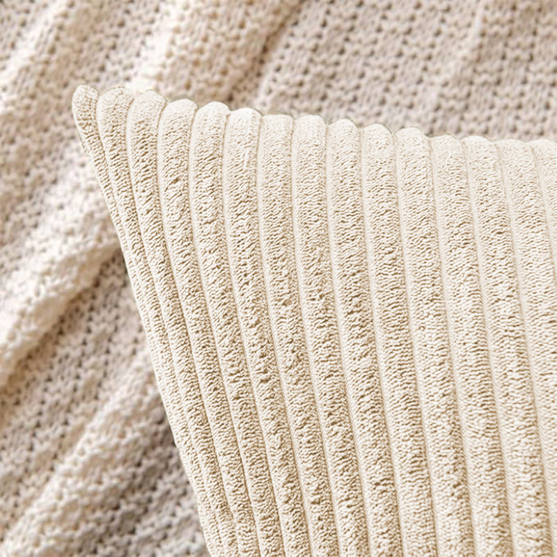Striped Heavy Crushed Velvet Cushion Cover (Set Of 2) , Cream