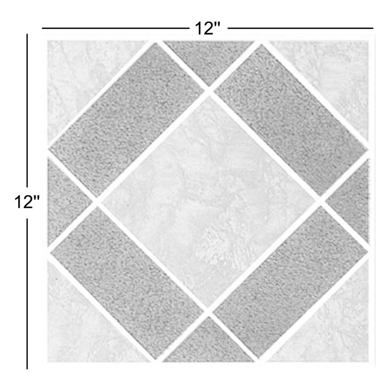 Vinyl Self Adhesive 12x12 Inches Floor Tile 1.2 mm Thick, Black White Check
