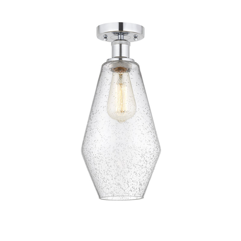 Amylea Glass Semi Flush Mount, Seedy, Polished Chrome