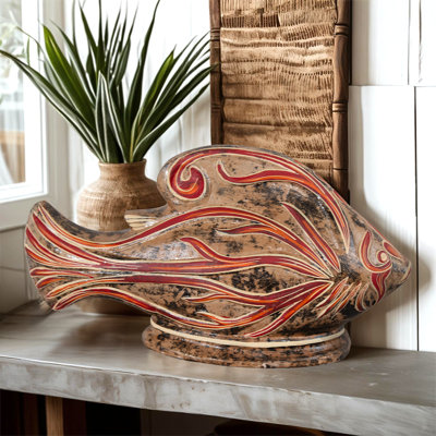 Natural and Red Clay Fish Sculpture
