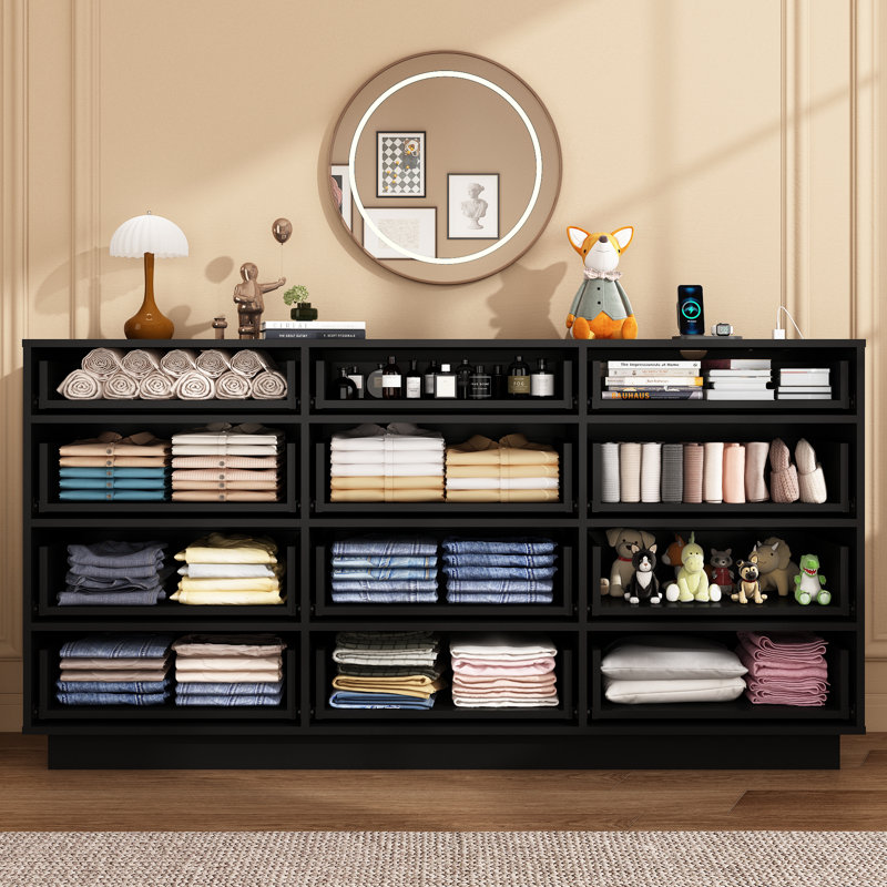 63.03 " W 12 - Drawer Dresser, Black