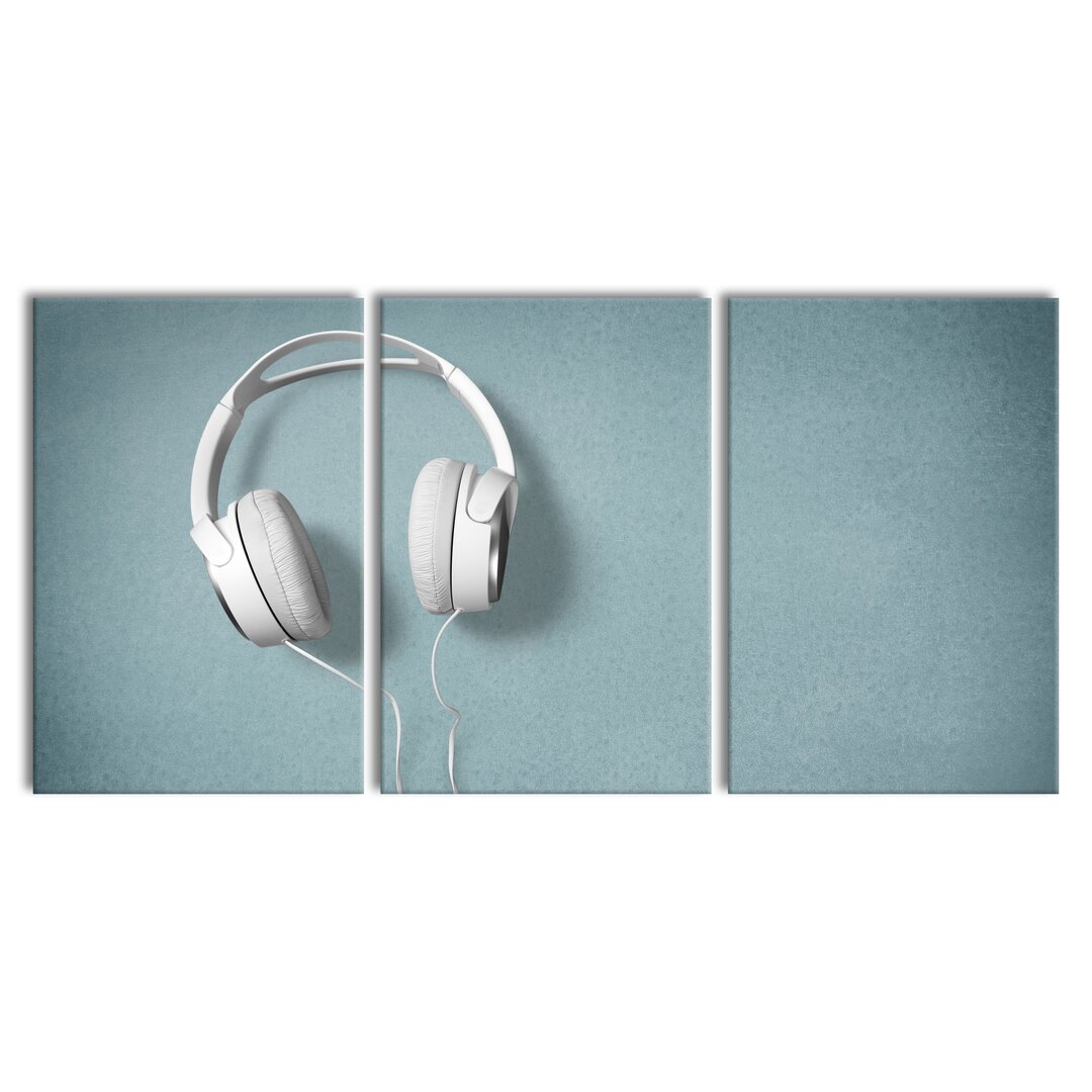 3-tlg. Leinwandbilder-Set White Headphones