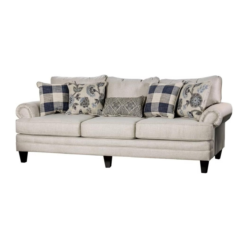 96.4" W Transitional Sofa, Ivory