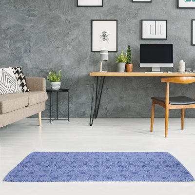 Tapis bleu clair/bleu foncé-cercles monochromes et vagues