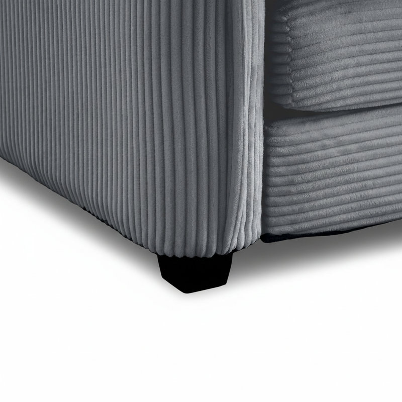 Canapé 81 po en velours côtelé avec coussins 81 po, Gris