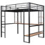 Lit Loft en métal avec grand bureau et tablettes