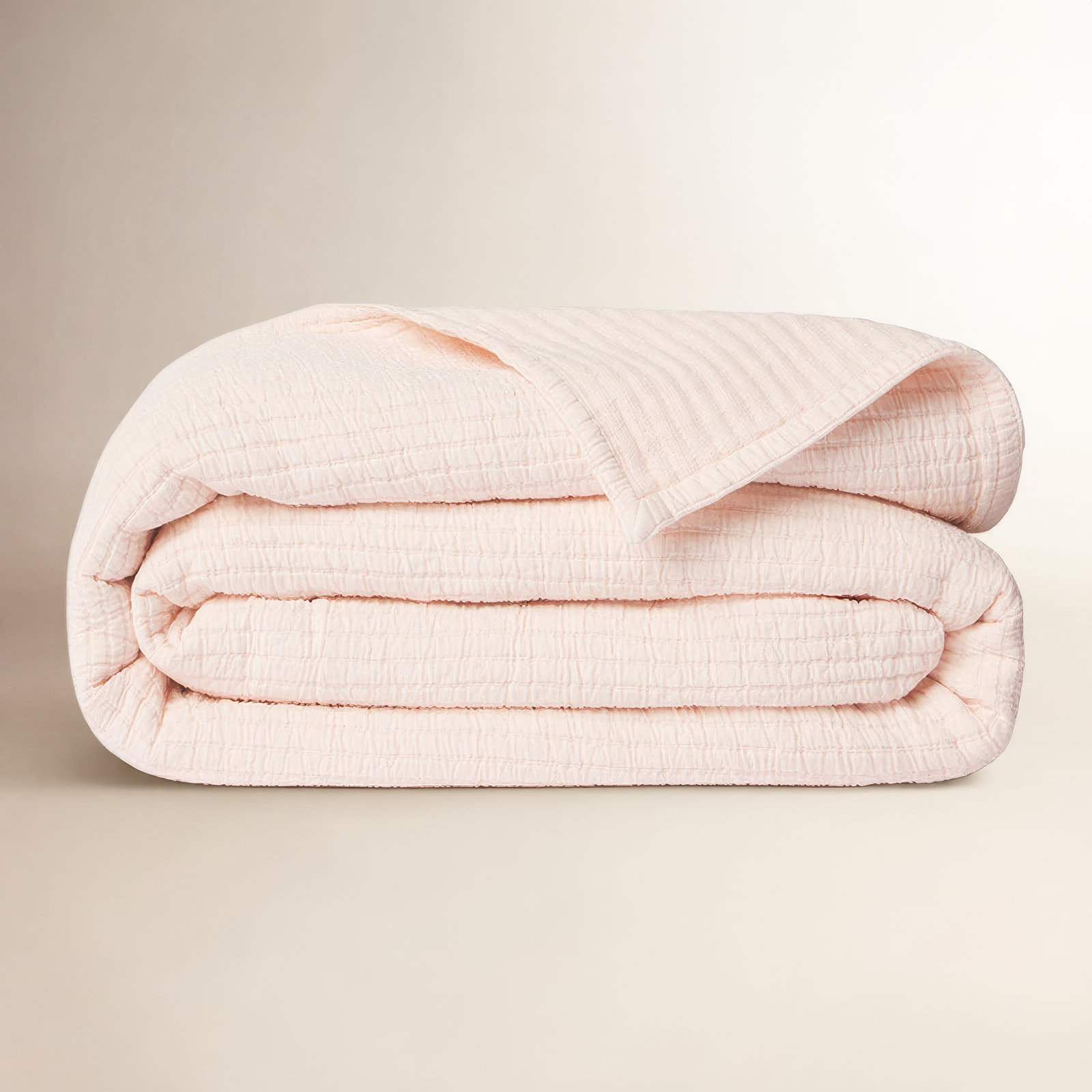 Taylor Linens Hudson Stripe Coverlet Set, Queen, Petal