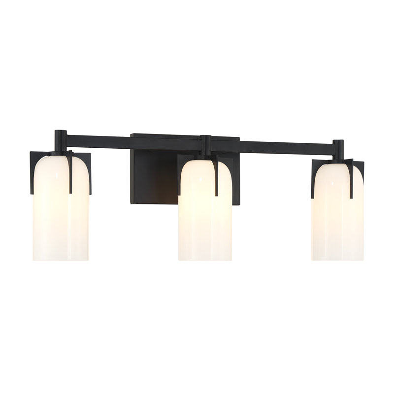 Éclairage pour salle de bain 3 lumières Savoy House Caldwell en noir mat, Noir, H 8,5 po x l 24 po x P 24 po, Trois lumières
