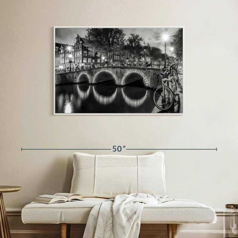 Vue moderne Amsterdam, Cadre flottant blanc, 40 po x 27 po
