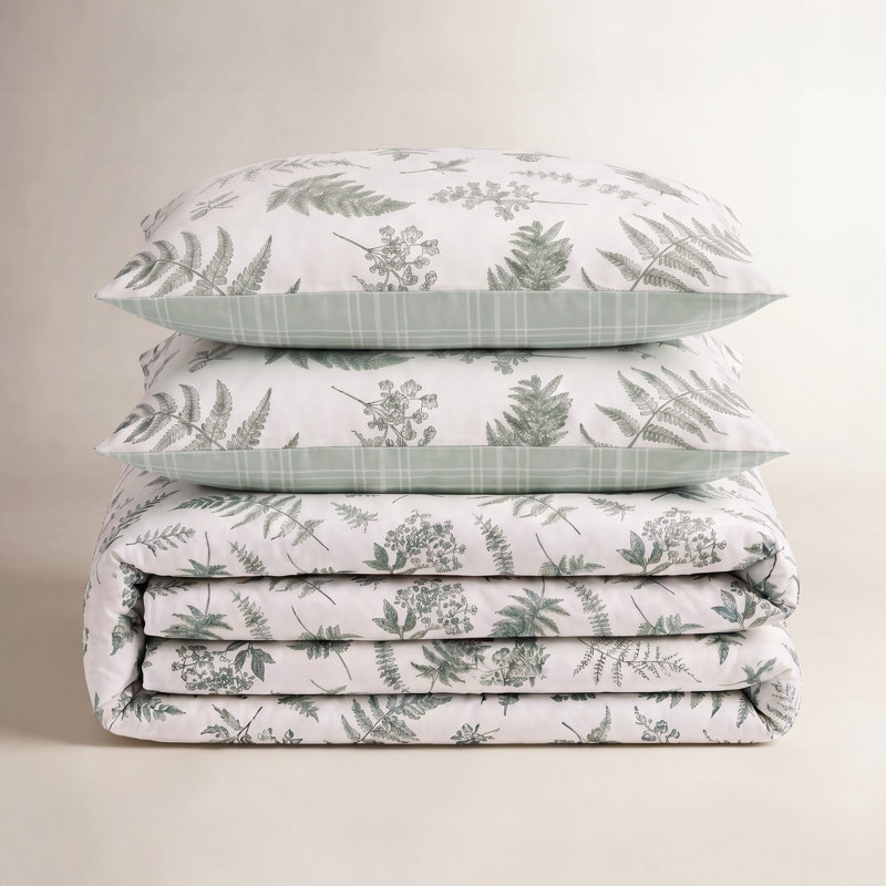 Mansi Botanical Cotton Quilt Set, Queen Quilt + 2 Standard Sham