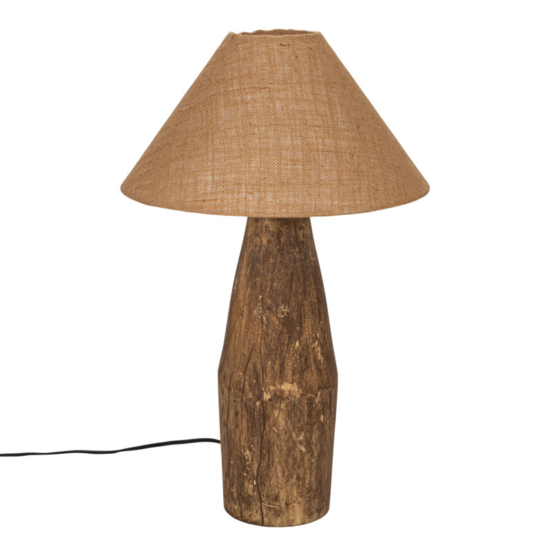 Natural Reclaimed Wood Table Lamp with Adjustable Jute Shade