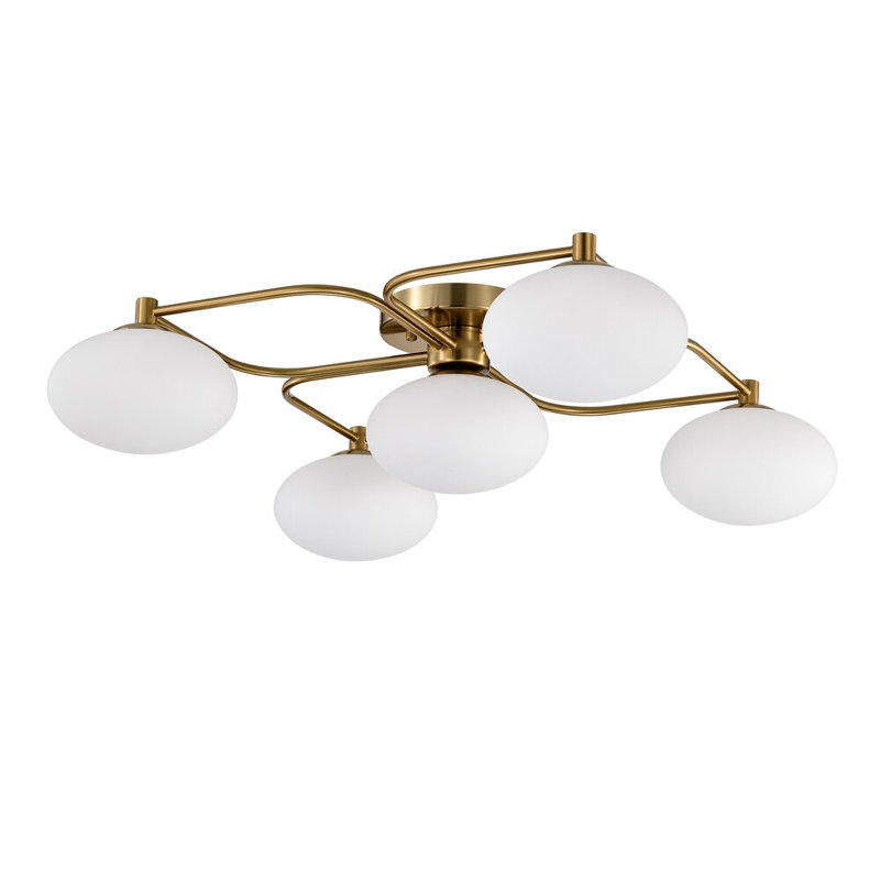 Camris 5-Light Brass Chandelier Frosted Glass Shades