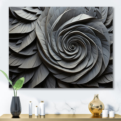 Grey Spiralling Abstrract Flowers - Abstract Spirals Wall Art