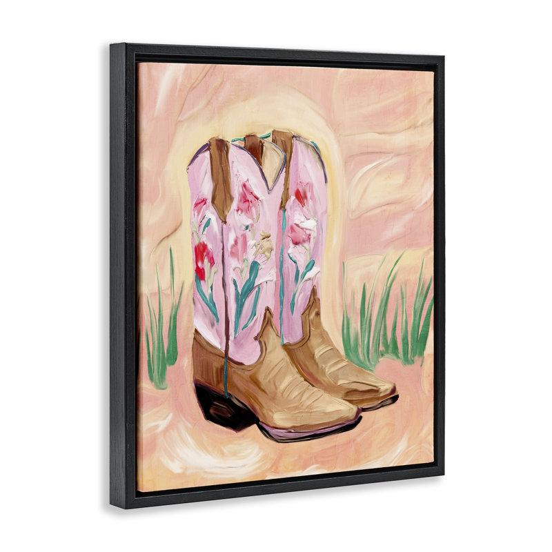 Cadre flottant à motif floral rose, par Kim Allen, Cadre flottant noir de jais, H 21 po x l 17 po