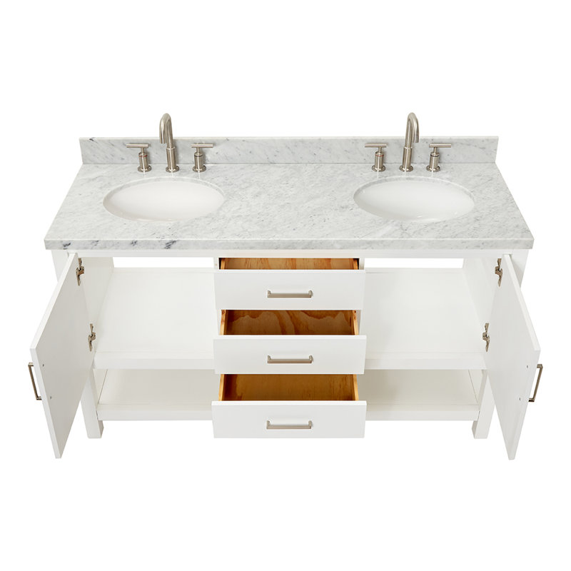 Ensemble de meuble-lavabo double 61 po Abby, Blanc